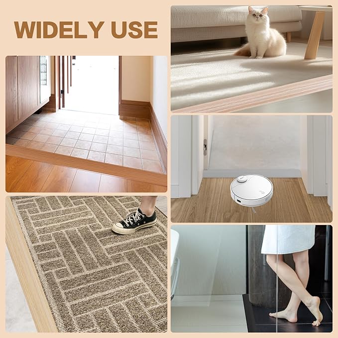 Floor Transition Strip Vinyl Door Threshold Ramp Self Adhesive Carpet Edging Strip Doorway Edge Trim, Overlap Edge Reducer for Laminate Carpet, Floor, Tile (Orange Oak, 1/5" to 2/5", 6.6Ft)