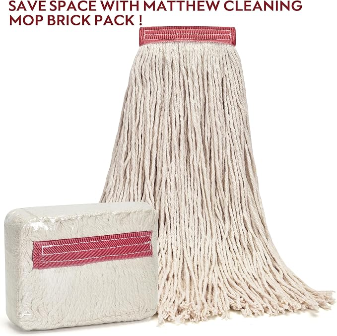 Matthew Cleaning 20oz 3Pack Cotton Floor Mop,Cotton Looped-Open String Heavy Duty String Refills, Universal Headband Blend,Mop Head Replacement for Home, Industrial and Commercial Use(White)