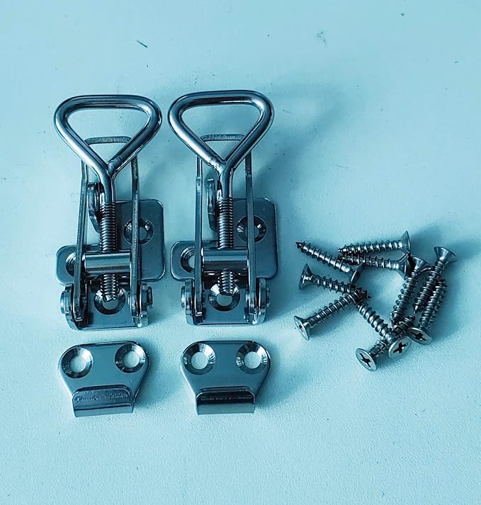 Adjustable Latch Buckle Cabinet Boxes Lever Handle Toggle Catch Latch Lock,Silver,Adjustable Range:75-95mm,2 Pcs