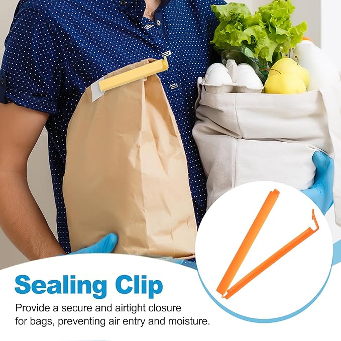 PATIKIL Sealing Clips 4.3 Inch, 10 Pack Reusable Plastic Bag Clip Clamp Sealer for Food Storage Snack Bag Home Kitchen, Orange