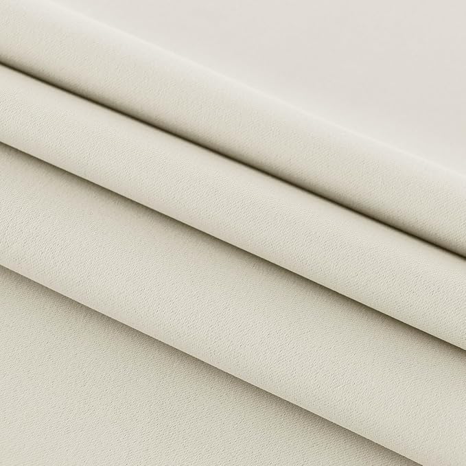 DWCN French Door Curtains – Rod Pocket Thermal Blackout Curtain for Doors with Glass Window, Kitchen and Patio Doors for Privacy, 25 X 80 Inches Long, 1 Curtain Panel with Tieback, Light Beige