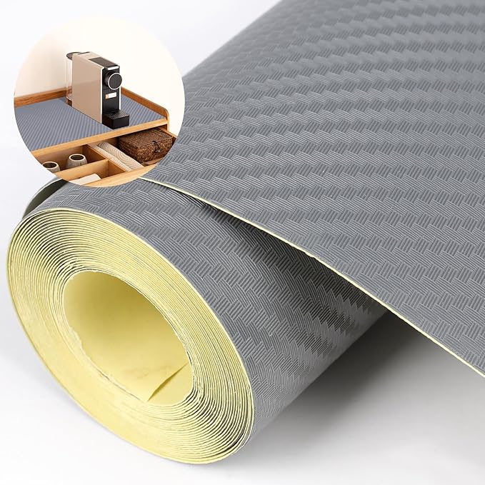 Self-Adhesive Shelf Liner Kitchen Liner, Waterproof Backed Paper Easy Peel and Stick Contact Liner Without Residue for Decor Your Desk Surface, Kitchen Countertops (Silver, 11.8 x 59 inches)
