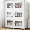 BROVIEW 900 Qt Stackable Storage Bin with Lid, 225Gal Extra Large Collapsible Storage Boxes, Folding Plastic Drawer, Heavy-Duty Store Cabinet, Closet Organizer for Home Kitchen, 3 Pack White