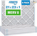 Aerostar 21x23x1 MERV 8, Pleated Air Filter, 21x23x1, Box of 6, Made in the USA