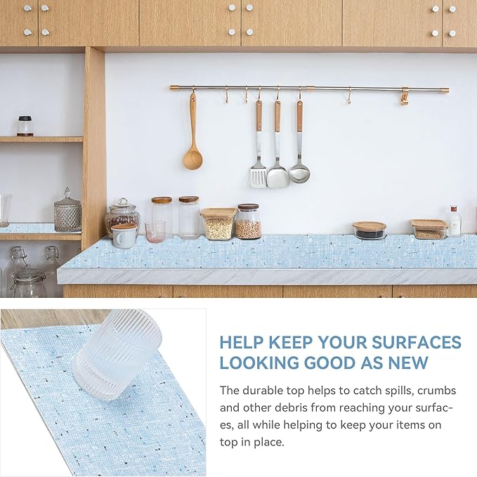 Shelf Liner 18" W x 96" L Cabinet Liners Non Adhesive, Drawer Liners Non Slip Kitchen Mat Waterproof Oil-Proof for Kitchen Cabinet, Shelves, Refrigerator, Storage, Easy to Trim