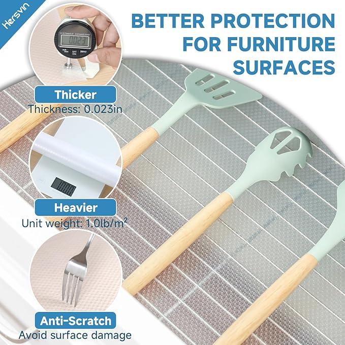Shelf Liners 16 in x 20 ft EVA Drawer Mats, Non-Adhesive Cupboard Protector, Kitchen Cabinet Lining Fridge Liner (Clear Flat Dot, 40.7x610cm)