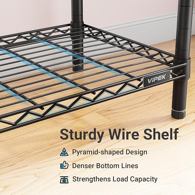 VIPEK V1 Wire Garment Rack 4 Tiers Heavy Duty Clothes Racks for Hanging Clothes Large Clothing Rack Freestanding Closet with Hanging Rod, 35.4'' L X 15.7'' W X 70.9'' H, Max Load 500LBS, Black