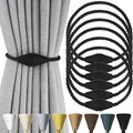 6 Pack Magnetic Curtain Tiebacks Rope Modern Handmade Curtain Tie Backs Decorative Drapes Weave Holdbacks for Window Décor, Black