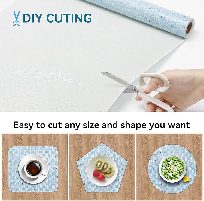 Shelf Liner 18" W x 96" L Cabinet Liners Non Adhesive, Drawer Liners Non Slip Kitchen Mat Waterproof Oil-Proof for Kitchen Cabinet, Shelves, Refrigerator, Storage, Easy to Trim