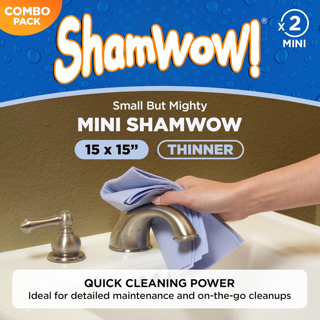 Original Super Absorbent Multi-Purpose Cleaning Shammy Chamois Towel Cloth - Holds 10X its Weight in Liquid - Machine Washable - Will Not Scratch (4 Pack: 2 Large Orange & 2 Small Blue).