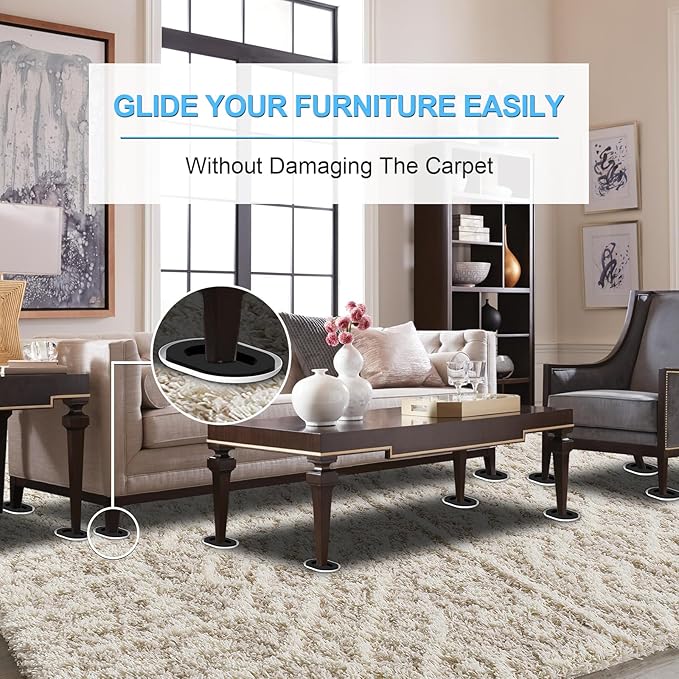 Upgrade Furniture Sliders, Furniture Sliders for Carpets, Oval Moving Pads with 8 PCS 5.8 * 4.3" Carpet Sliders+1 Lifter, Furniture Moving Sliders for Easy Move Bed Tables Cabinet, Protect Carpets