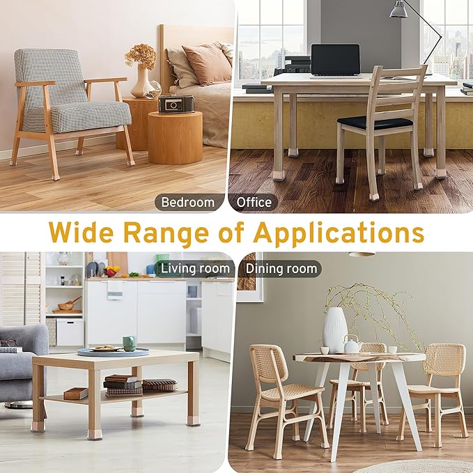 24PCS Square Chair Leg Floor Protectors, Furniture Sliders, Chair Leg Protectors for Hardwood Floors, Non-Slip Felt Furniture Pads, Silicone Cap Covers to Protect Floors, (Fit 1.1" - 1.5")