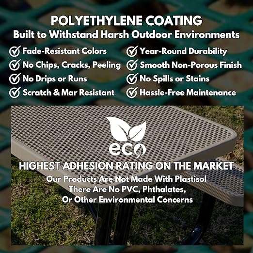 COATEDOUTDOORFURNITURE 32-Gallon Heavy-Duty Expanded Metal Round Trash Receptacle, Commercial Outdoor Waste Bin with Liner & Black Dome Lid – Made in America (Textured Gold Vein)