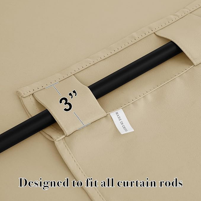 RYB HOME Blackout Curtains 80 inches Long Thermal Insulating Large Window Curtains for Living Room Sliding Glass Door Dining Home Office Backdrop, Biscotti Beige, W 42 x L 80 per Panel, 2 Panels