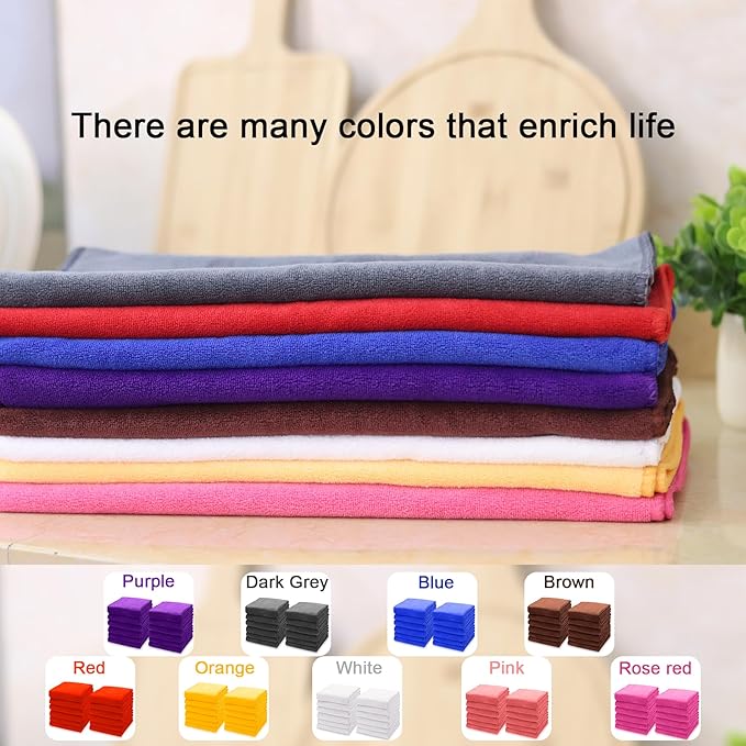kimteny 13x28 Inches Kitchen Cloth Dish Towels, 400 GSM Premium Dishcloths, Super Absorbent Coral Velvet Microfiber Cleaning Cloths, Fast Drying Rags for Washing Dishes (8 Pack, Red)