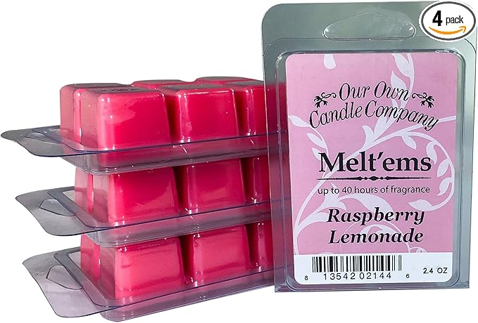 Our Own Candle Company Premium Wax Melt, Raspberry Lemonade, 6 Cubes, 2.4 oz (4 Pack)