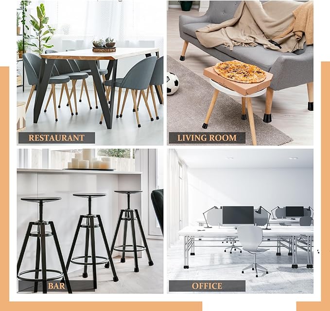 1" Round Rubber Chair Leg Tips Caps, Chair Leg Floor Protectors Furniture Legs Caps Non Slip Reduce Noise for Hardwood Floors (Black, 12 Pack)