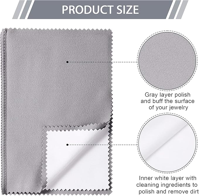 Breling 6 Pcs Silver Jewelry Polishing Cloths 6 x 8 inches Jewelry Cleaning Cloth Sterling Polish Cloths for Jewelry