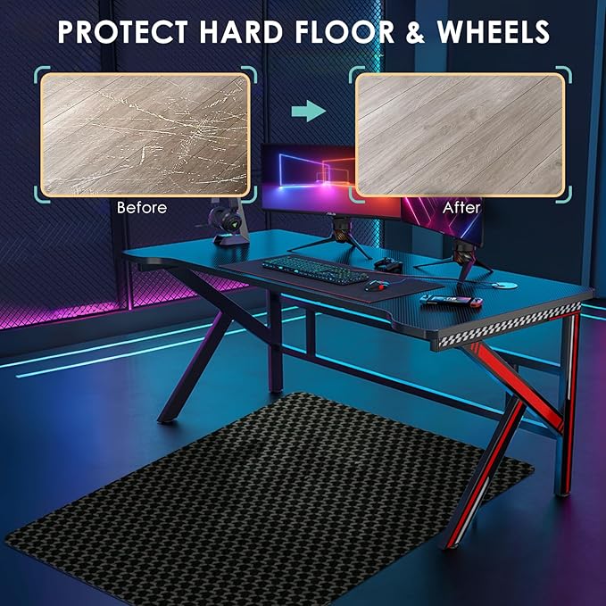 Vicwe Office Chair Mat for Hardwood Floor, 48" x 40" Large Chair Mats, Gaming Chair Mat for Hardwood, Easy Glide for Chairs, Multi-Purpose Floor Protector Desk Chair Mats for Home Office