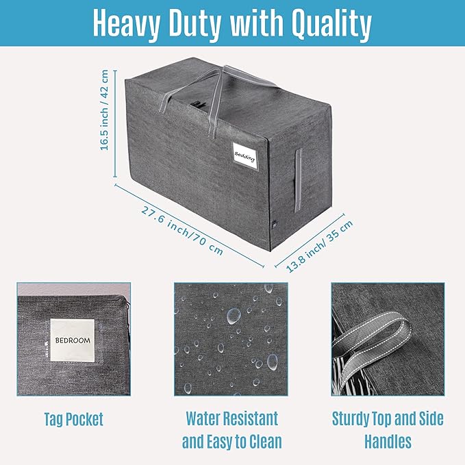 VENO 4 Pack Moving and Storage Bags, Heavy Duty, Alternative to Moving Boxes, Large Packing Totes Supplies for College Dorm Room with Zipper for Clothes, Wide Open Design (Dark Gray, 4 Pack)