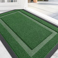 OLANLY Front Door Mat Indoor Outdoor Entrance, Waterproof All-Season, All-Weather Doormat, Sturdy Natural Rubber, Fade Resistant, Low Profile, Easy Clean Patio Porch Entryway Mat, 47x17, Green