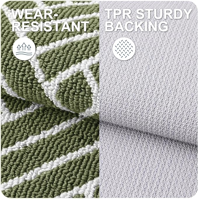 OLANLY Indoor Door Mat, 48x32 Inch, Dirt Resistant and Absorbent, Non-Slip Rubber Backing Floor Mats, Easy Clean Low-Profile Doormat for Entryway, Front Door, and Inside Entrance, Green