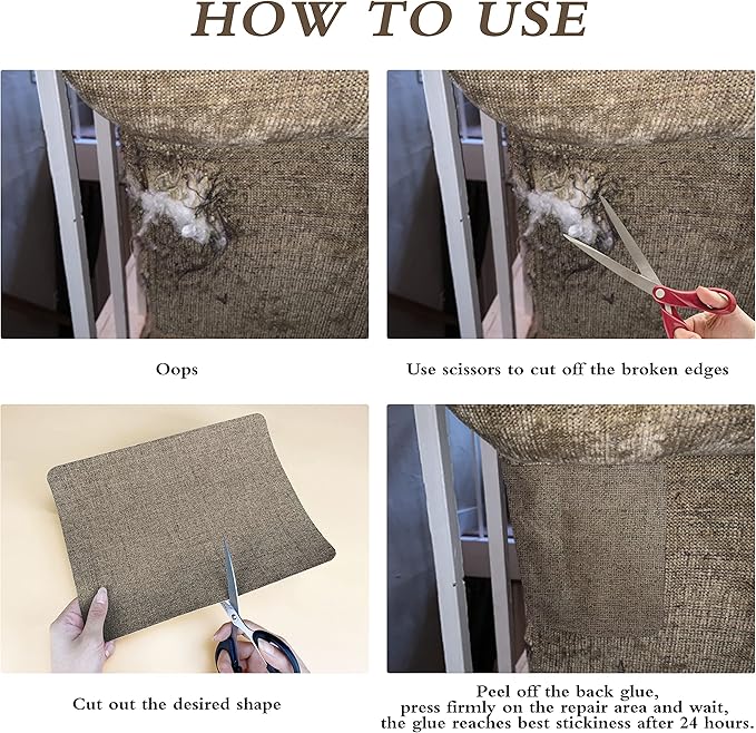 Coarse Linen Repair Patches, Self-Adhesive Linen Fabric Patches, 8X11 inch 2 PCS, Multi Color, Can be Used for Linen Sofa Repair and Linen Clothes Repair(8" x 11"-2PCS,Black 1.0)