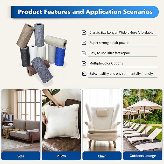 KING MOUNTAIN Linen Repair Patches, Self-Adhesive Linen Fabric Patches, 4 X 63 inch Extra Size, Multi Color, Can be Used for Linen Sofa Repair and Linen Clothes Repair (Cream-Gray2.0)