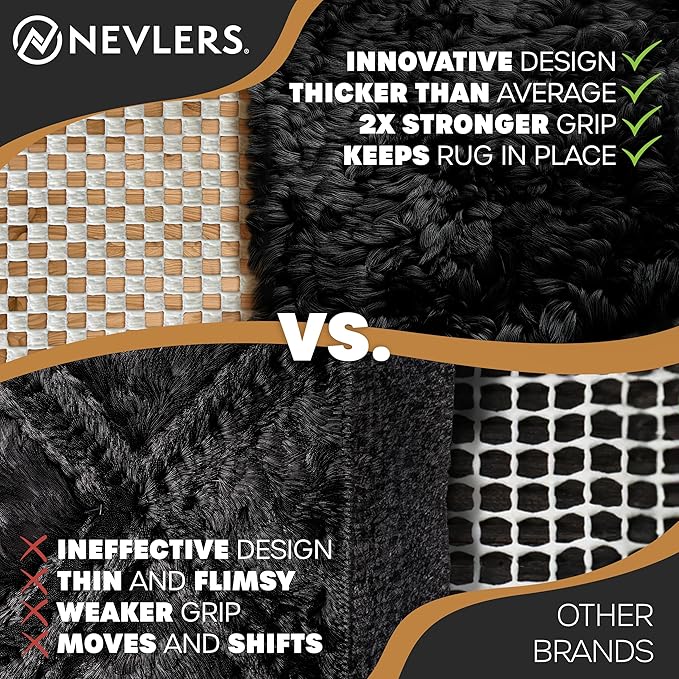 Nevlers 2 Ft x 3 Ft Rug Gripper Pad | Non Slip Rug Pads for Hardwood Floors & Other Surfaces | Open Weave PVC Foam Carpet Gripper Non Skid Pads | Customizable Nonadhesive Carpet Pad for Household Use