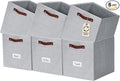 DECOMOMO Storage Cubes, 13x13x13 Storage Cube Bins with Labels, Fabric Organizer Bins (13" / 6pcs, Light Texture Grey)