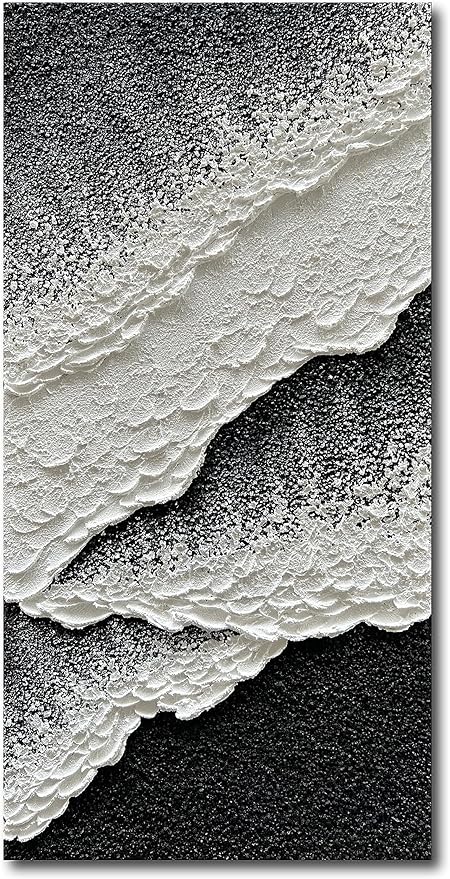 NANKAI Hand Painted black and white abstract canvas art oil painting waves landscape home wall decoration painting 24x48 inches