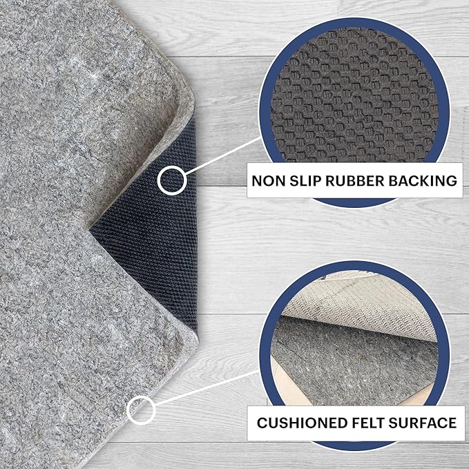 RUGPADUSA - Dual Surface - 1'10" x 9'10" - 3/8" Thick - Felt + Rubber - Enhanced Non-Slip Rug Pad - Adds Comfort and Protection - for Hard Surface Floors