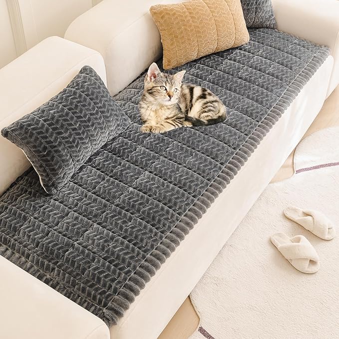 Mivnue Pet Couch Cover Protector Sofa Covers for Pets Washable Non Slip Couches and Sofas Dog Mat (Dark Grey, 27.6" x 70.9")