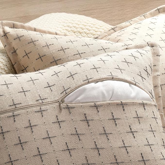 ZWJD Pillow Covers 22x22 Set of 2 Soft Polyester Textured Pillow Covers with Stylish Flange Edge Cozy Farmhouse Throw Pillows for Couch Bed Sofa Living Room