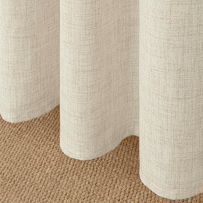 YoungsTex Linen Curtains 54 Inch Length for Kitchen, Light Filtering Semi Sheer Small Window Drapes Rod Pocket Back Tab for Living Room Cafe Farmhouse, Linen, 2 Panels, 42 X 54 Inch