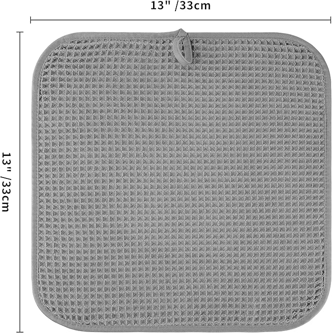 Microfiber Waffle Face Towels, 2 Pieces, Soft, Absorbent, Fast Drying, Lint Free (Gray)