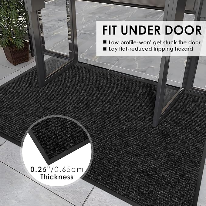 4′ x 45′ Front Door Mat Indoor Outdoor Entrance, Commercial Floor Mat Heavy Duty Dirt Trapper Entryway Doormat, Custom Size Non Slip Rubber Backing Welcome mat, Door Mat for High Traffic Area
