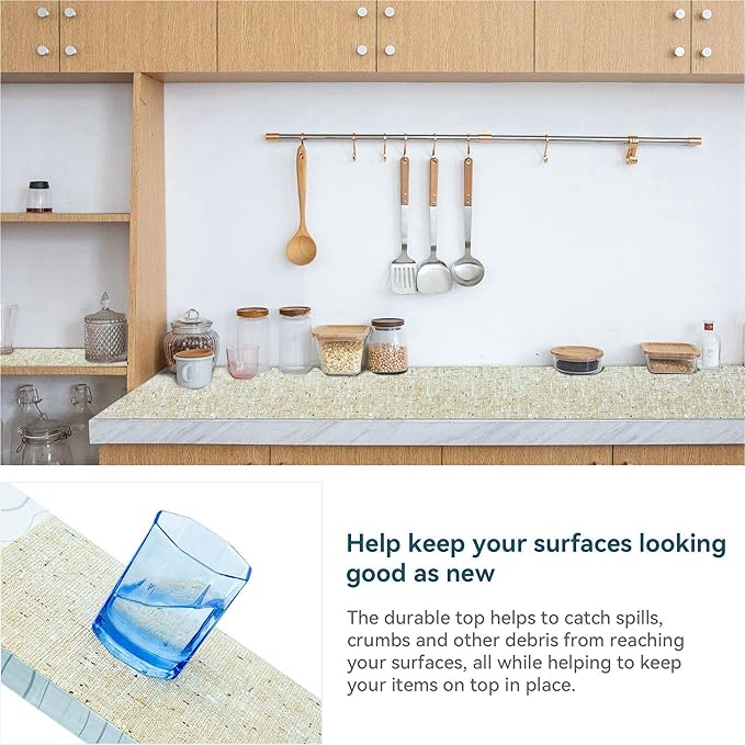 Shelf Liner Non Adhesive, 12 Inch x 10 Feet Cabinet Liners for Pantry Drawer Vanity, Drawer Liners Strong Grip Non Slip Waterproof, Shelf Liners for Kitchen Cabinets