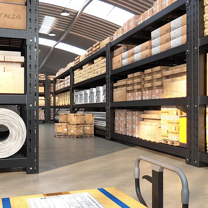 Bepatio 9400LBS Garage Shelving Heavy Duty 67.6W Storage Shelves Adjustable Metal Shelving 4 Tier Utility Shelf for Warehouse Basement Shop, Black 67.6''Wx23.7''Dx72''H, 2PCS