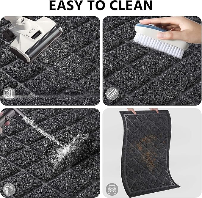 Front Door Mat Indoor Outdoor Entrance, 36" x 48" Heavy Duty All-Season All-Weather Waterproof Doormat Trap Dirt and Moisture Easy Clean Low Profile Patio Porch Entryway Mat