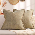 ZWJD Pillow Covers 20x20 Set of 2 Soft Polyester Textured Pillow Covers with Stylish Flange Edge Cozy Farmhouse Throw Pillows for Couch Bed Sofa Living Room
