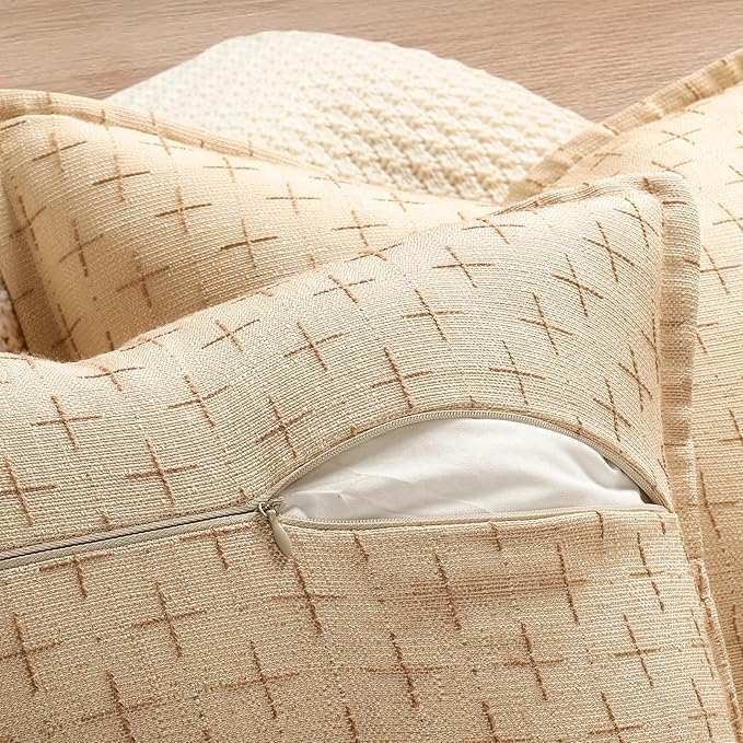 ZWJD Pillow Covers 22x22 Set of 2 Soft Polyester Textured Pillow Covers with Stylish Flange Edge Cozy Farmhouse Throw Pillows for Couch Bed Sofa Living Room