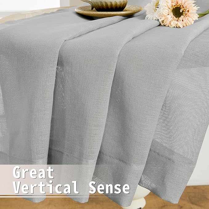 Tollpiz Sheer Door Curtains Closet Linen Textured Curtain Sheers Doorway Light Filtering Voile French Door Rod Pocket Curtains Patio Glass Door, 54 x 63 inches Long, Silver Grey, Set of 1 Panel