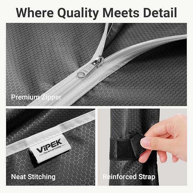 VIPEK V7C Garment Racks with Cover Portable Closets for Hanging Clothes, Heavy Duty Clothes Rack with Shelves Metal Closet Wardrobe, Max 670lbs, Black Rack with Black Upgraded Polyester Cover