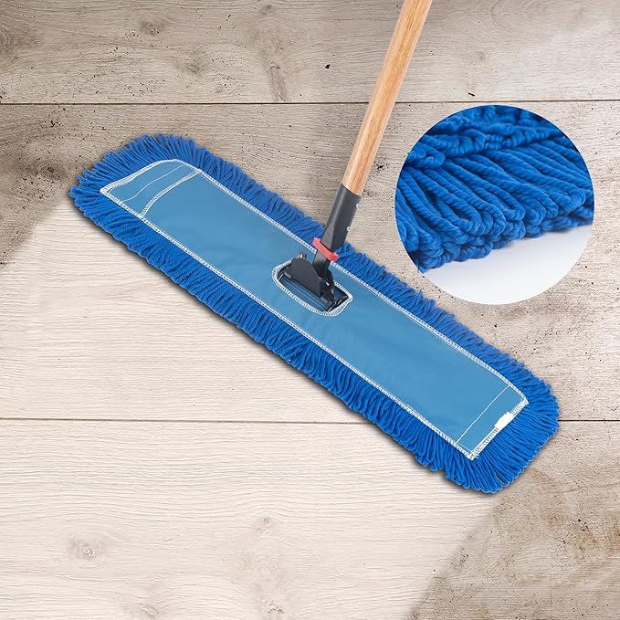 Matthew 24'' Microfiber Loop Dust Mop Washable Commercial&Residential Heavy Duty Mop Head Replacement Premium Absorbent Industrial Dust Mop Refill Pads for Hardwood, Office,Garage and Hotel -3Pack