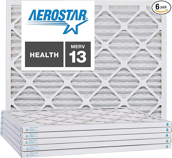 Aerostar Air Filters 6x30x1 MERV 13,Healthier Air For Your Home, 6" x 30" x 3/4", Box of 6