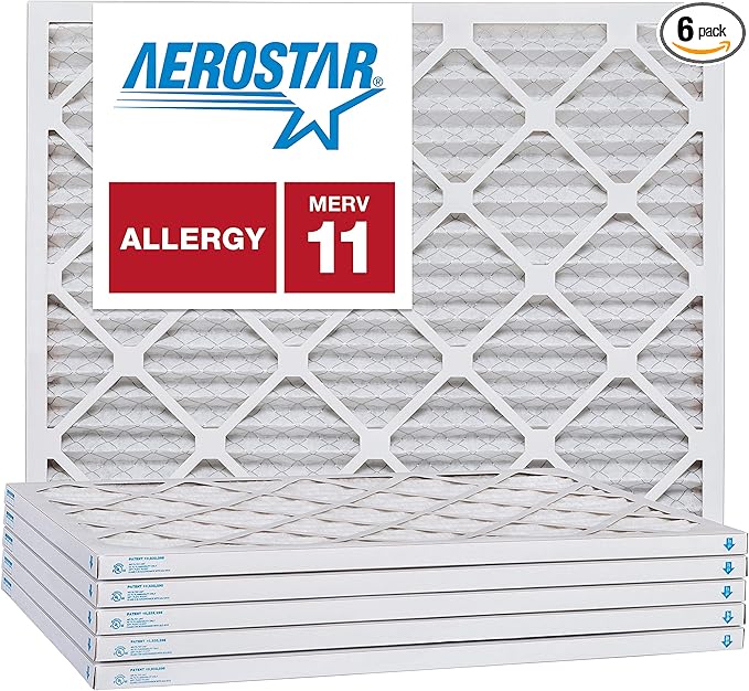 Aerostar 22x28x1 MERV 11, Pleated Air Filter, 22x28x1, Box of 6, Made in the USA