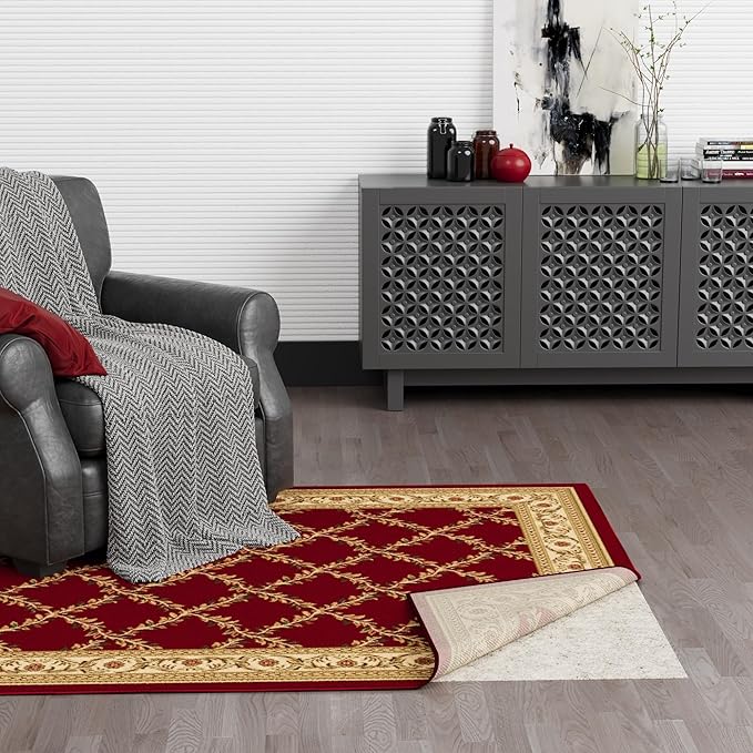 Ottomanson 2'7" x 10' Non-Slip Rug Pad Gripper 1/12 Inch Ultra Thin Dual Surface Felt + Rubber Gripper - Safe for All Floors, Cream