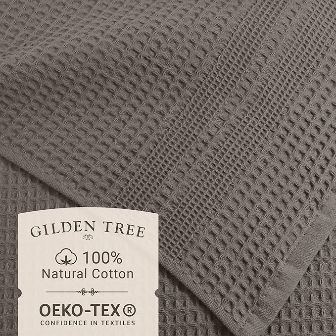 GILDEN TREE Waffle Bath Sheet Large Bath Towels Quick Dry Thin Body Towels, 40x80 Oversized Bath Towels for Adults, Classic Style (Stone)