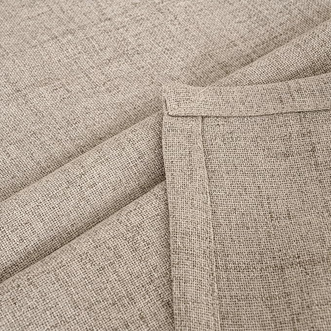 YoungsTex Dark Oatmeal Linen Semi Sheer Curtains 2 Panels for Living Room - Tan Window Drapes Light Filtering with Back Tab Rod Pocket Privacy for Farmhouse Bedroom, 52 X 72 Inch